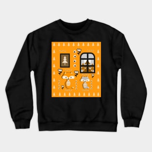 Little foxes waiting for Santa- yellow version Crewneck Sweatshirt